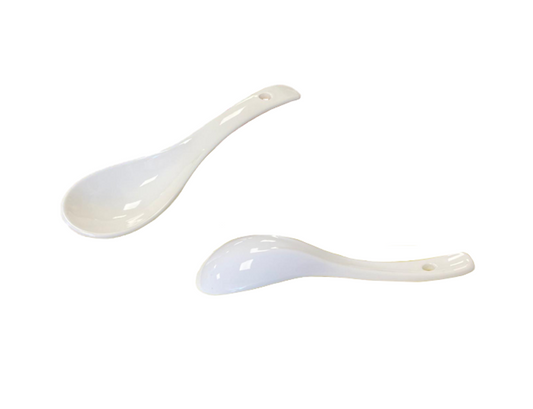 White Ceramic Asian Style Soup Spoon 14cm 7935 / SP1 (Parcel Plus Rate)
