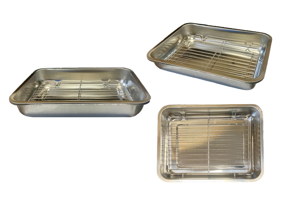 Metal Roasting Lasagne Tray Pan with Grill Rack 39 x 29 x 7cm 7954