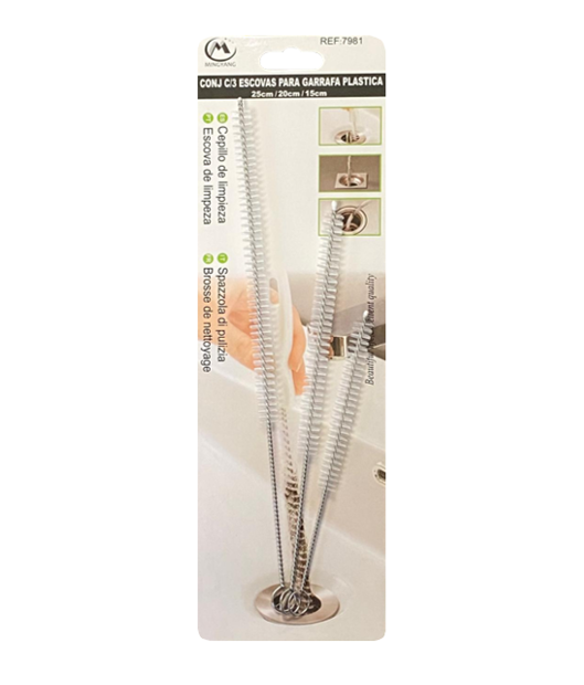 Flexible Sink Straw Pipe Cleaning Brush Set of 3 Assorted Sizes 7981