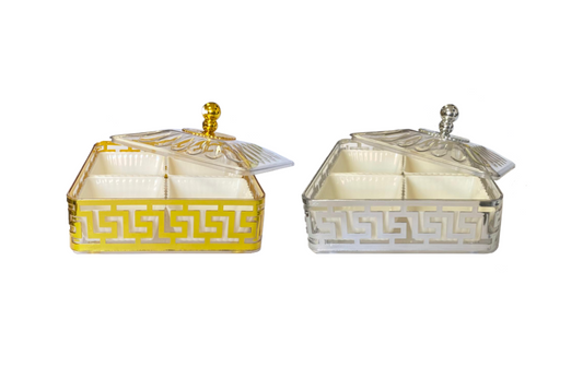 Square Plastic Dry Fruit Nut Sweets Display Storage Container with Lid 21 x 21 x 7.5cm Assorted Colours 8024 (Parcel Rate)