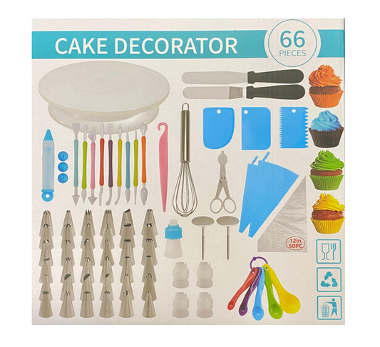 Plastic Cake Decorator Set of 66 Cake Turntable Piping Bags Tips 8228