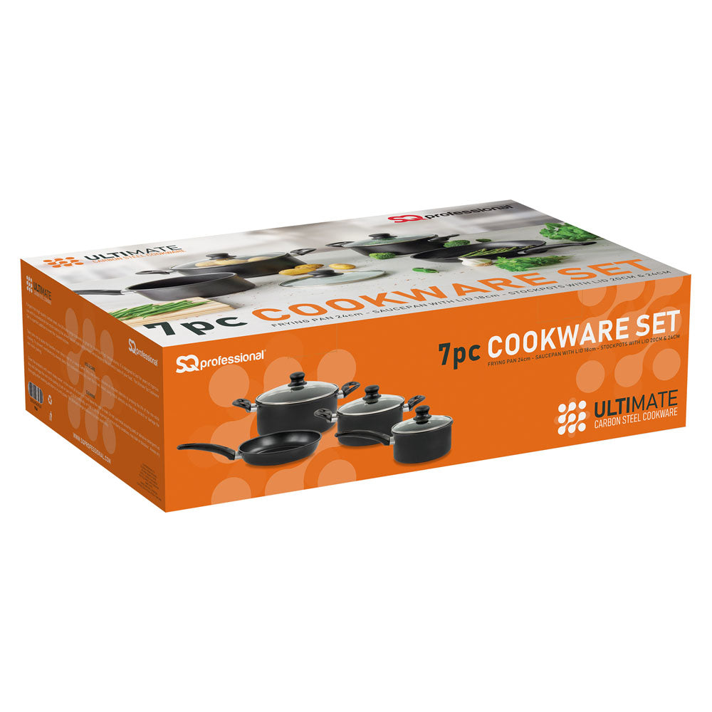 SQ Professional Carbon Steel Ultimate Cookware Pan Set of 7 9166 (Big Parcel Rate)