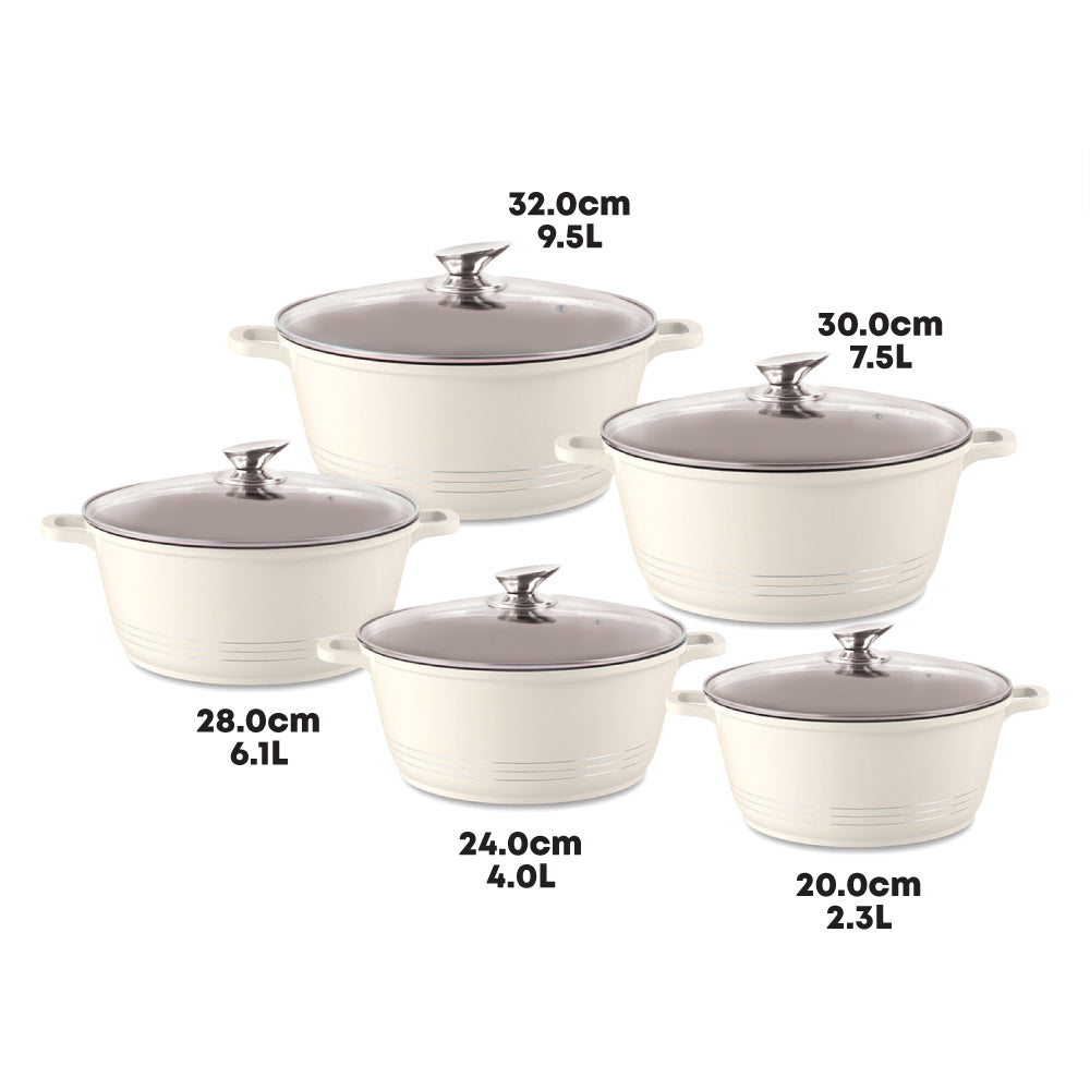 Durane Die Cast Stock Pot Set of 5 Cream 9318 (Big Parcel Rate)