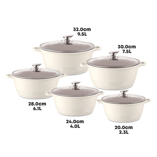 Durane Die Cast Stock Pot Set of 5 Cream 9318 (Big Parcel Rate)