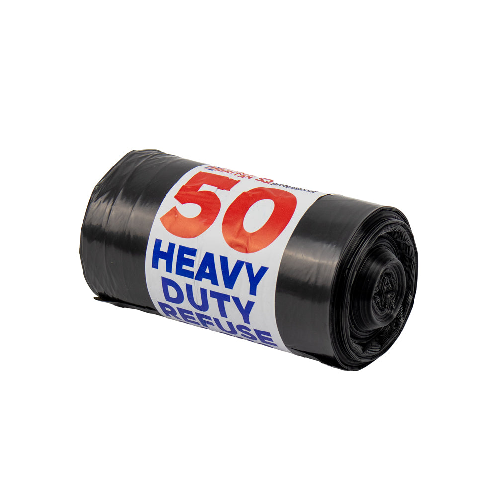 Heavy Duty Refuse Sacks Bin Bags 70L Roll of 50 9381
