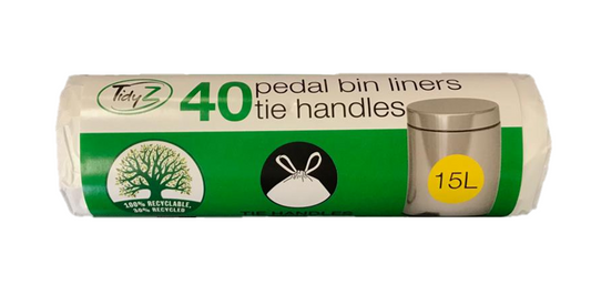 Pedal Bin Bag Liners with Tie Handles 15L 92 x 60 cm Roll of 40 B0065 (Parcel Rate)