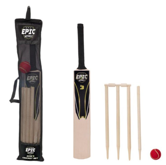 Children's Outdoor Wooden Cricket Bat Set Size 3 1394773 (Big Parcel Rate)
