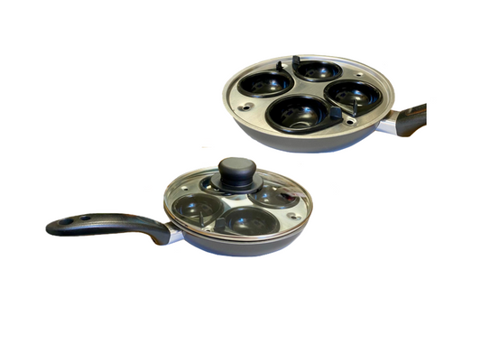 Metal 4 Egg Poach Boiling Pan with Glass Lid 20cm EGG1 (Parcel Rate)