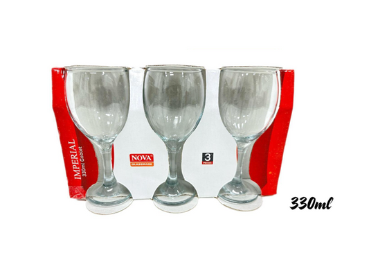 Nova Imperial Goblet Wine Drinking Glasses 330ml Pack of 3 G1064 / SNV002 (Parcel Plus Rate)