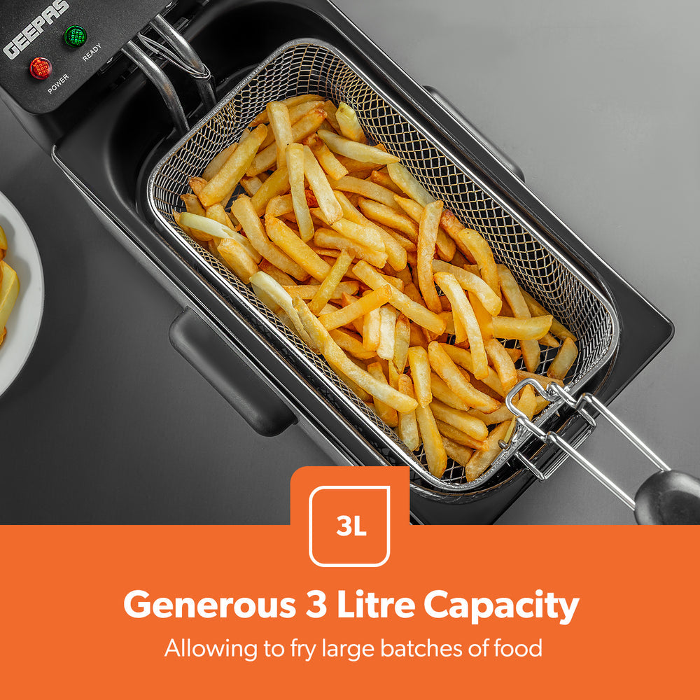 Stainless Steel Deep Fat Oil Chips Fryer with Viewing Window 3L GDF36011UK (Big Parcel Rate)