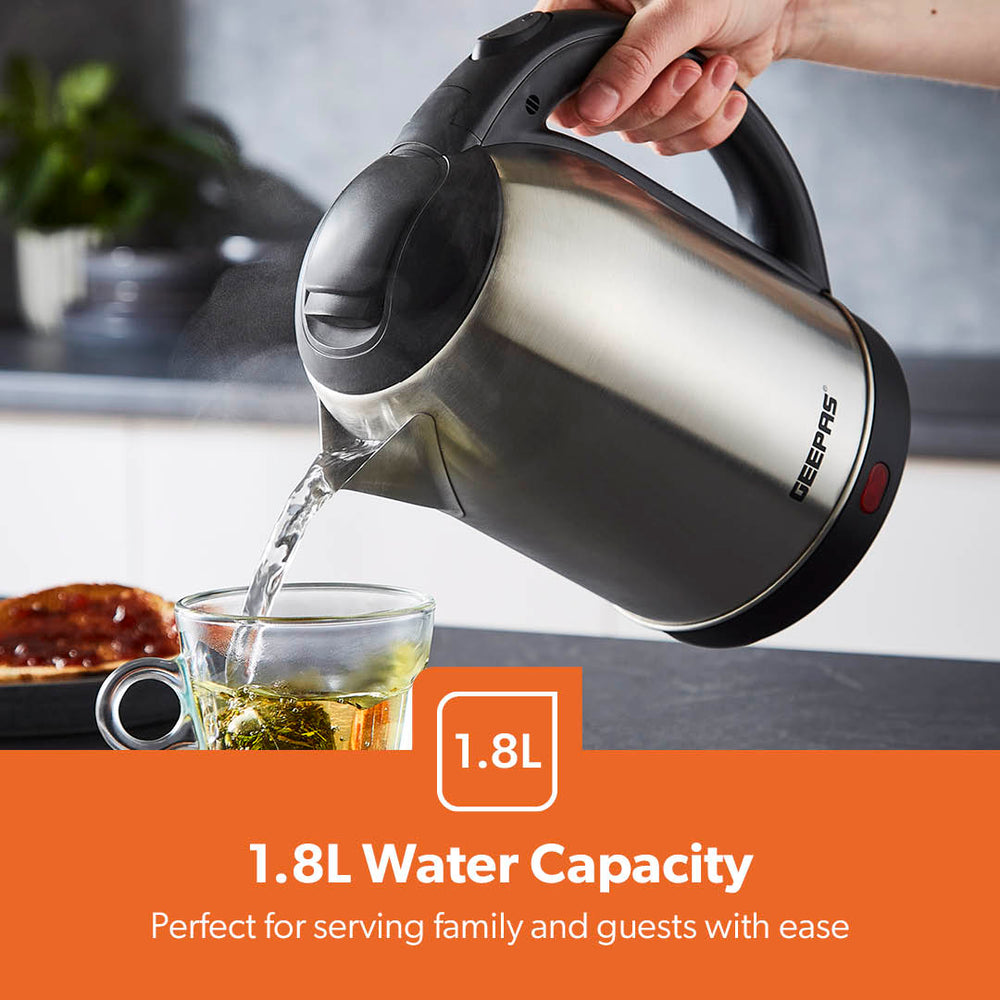 Stainless Steel Finish Cordless Electric Kettle 1.8L 1800W GK5466 (Parcel Rate)