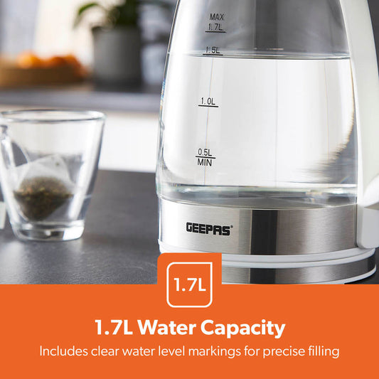 Glass Cordless Electric Kettle 1.7L 1500W White GK38058UKWT (Parcel Rate)