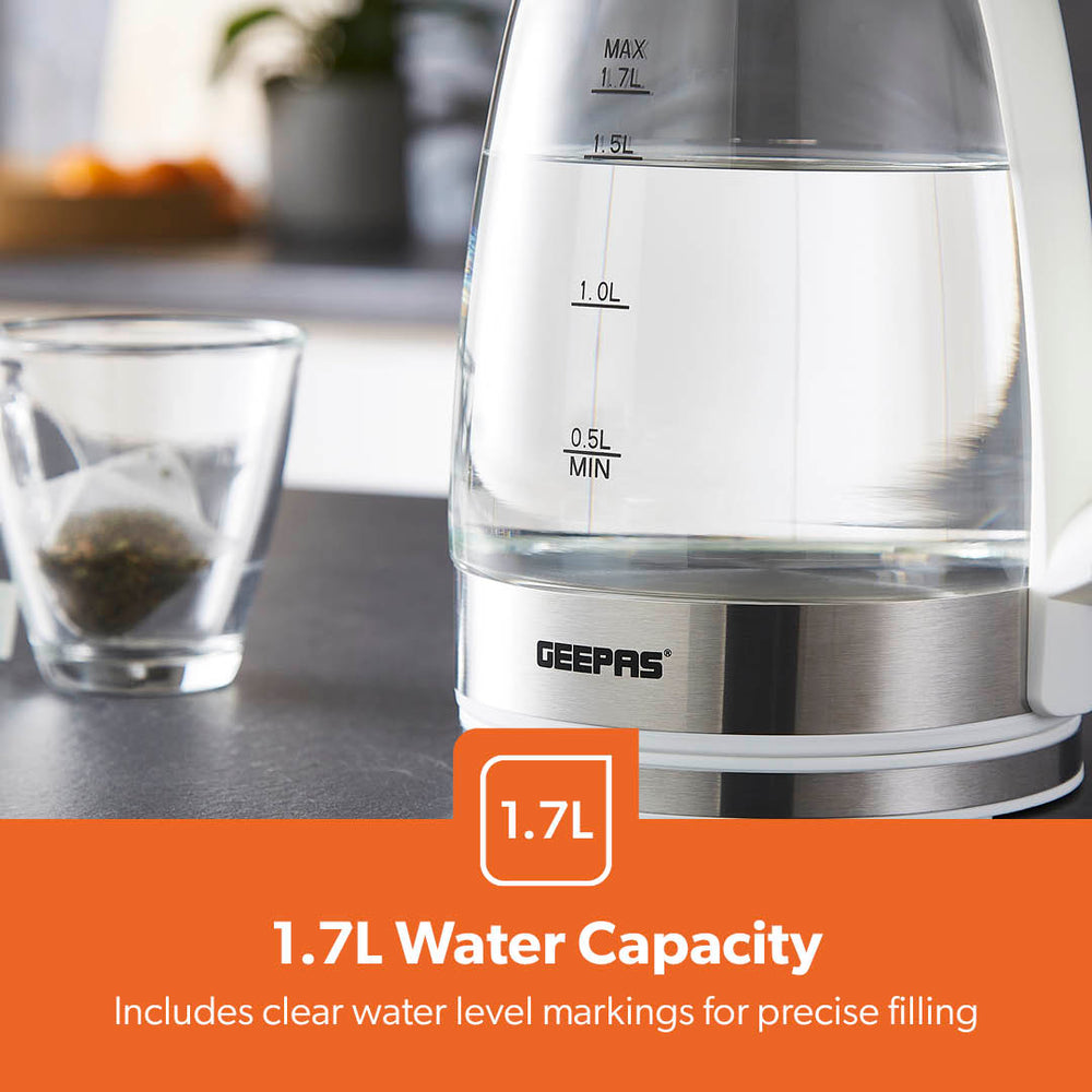 Glass Cordless Electric Kettle 1.7L 1500W White GK38058UKWT