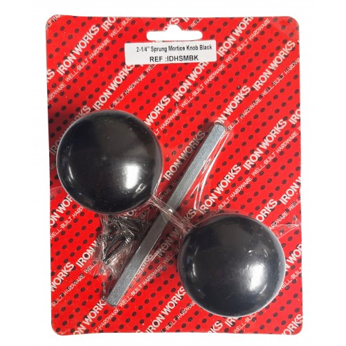 2 1/4" Sprung Mortice Knob with Screws Black 7345