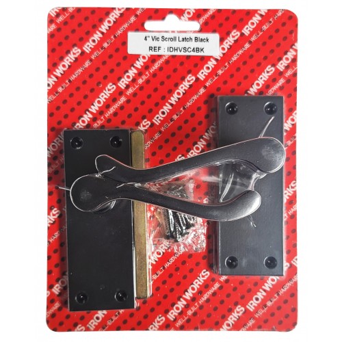 4" Vic Scroll Latch Handle Black 7277 A