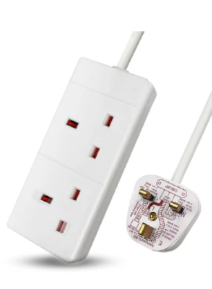 ExtraStar 2 Way Gang Extension Lead Unswitched 10m White KFEB2E/10M