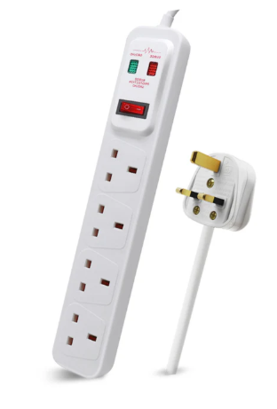 ExtraStar 4 Way Gang Extension Lead with Switch 2m White KFEBD04K/2M