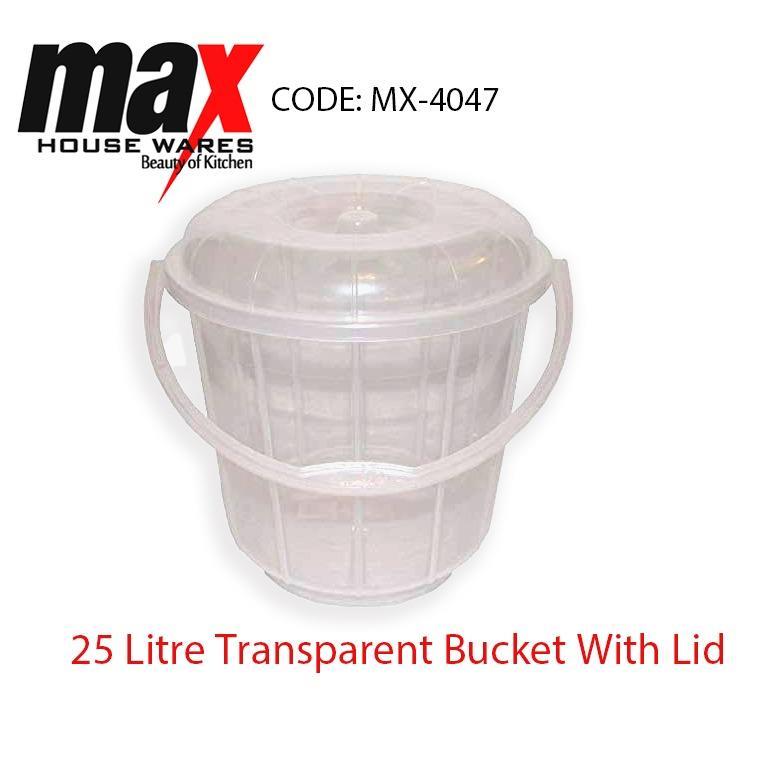 25 Litre Transparent Bucket with Lid MX4047