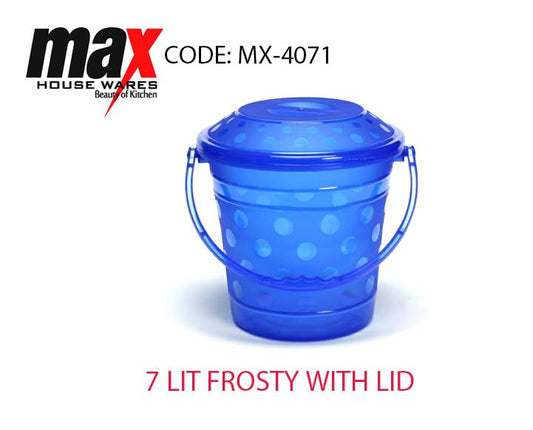 7 Litre Frosted Bucket With Handle And Lid Kitchen Home MX4071 (Parcel Rate)