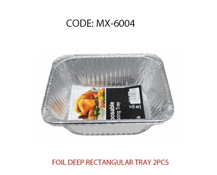 Disposable Deep Rectangular Aluminium Foil Roasting Tray 32 x 26 x 10 cm Pack of 2 MX6004 A