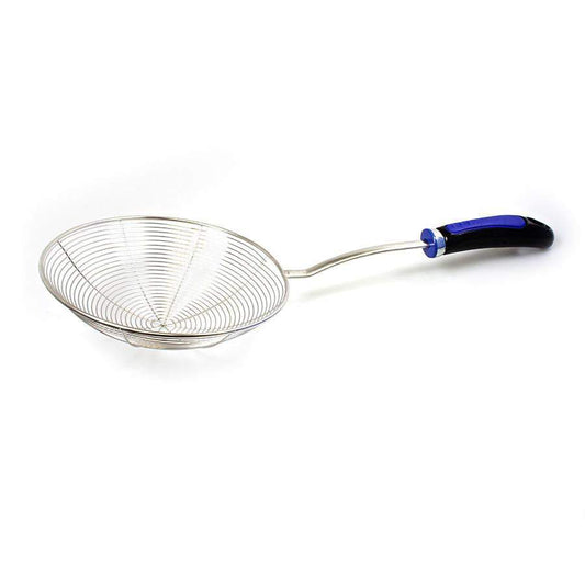 Metal  Frying Oil Drainer Net Scoop Strainer with Plastic Handle R20 CM x 44 H 0673 (Parcel Rate)