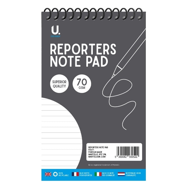Reporters Writing Notepad 72 Pages 22 x 13 cm Assorted Colours P2071 (Large Letter Rate)