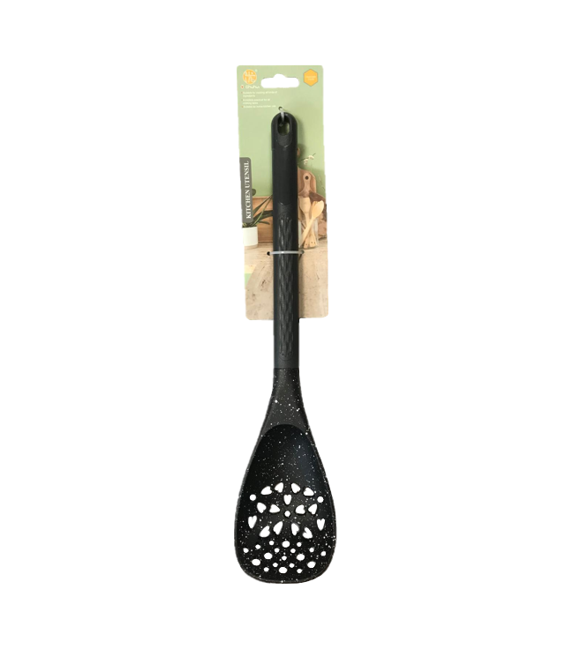 Plastic Cooking Drainer Spoon 8 x 35 cm Speckled Black SG3007
