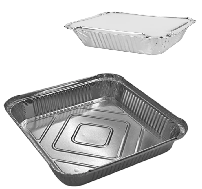 Aluminium Foil Containers with Lids 244 x 244 x 45mm Pack of 4 MX6011 (Parcel Rate)
