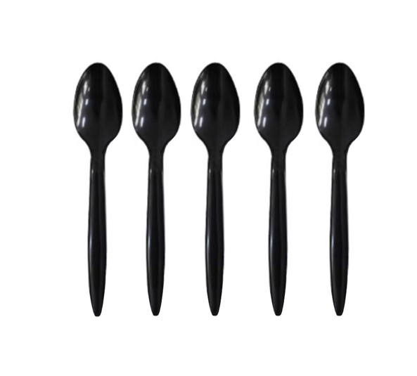 Reusable Plastic Spoons Pack of 100 Black ST81546B (Parcel Rate)