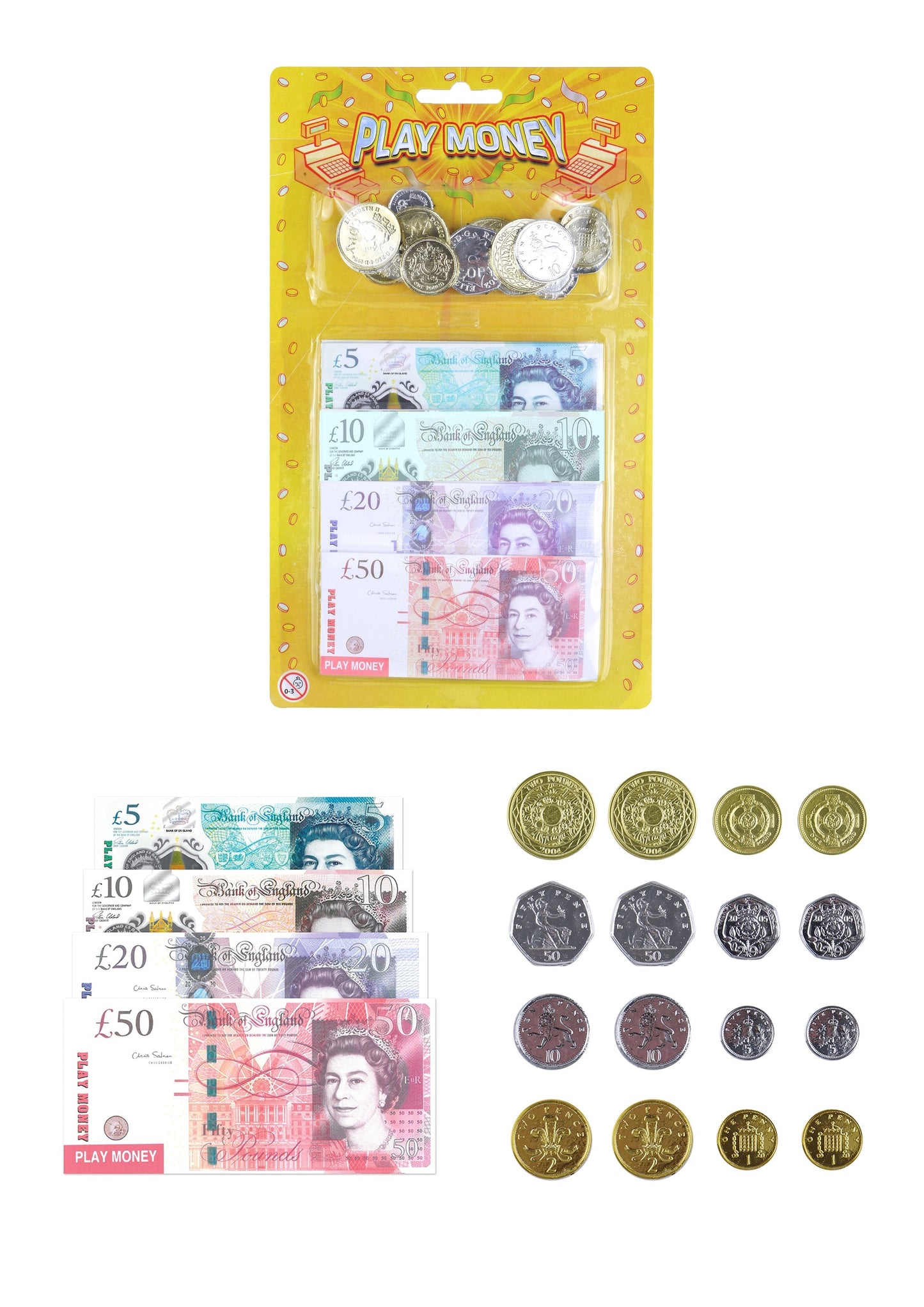 Kids Fake Play Money Notes & Pound Coins 15 x 1 x 22.5cm T09378 A (Large Letter Rate)