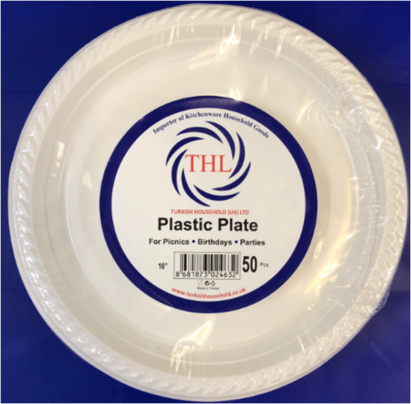 10" White Plastic Plate Pack of 50 THL2463 (Parcel rate)