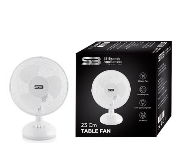 White Table Fan 9 Inch 23cm S31002 / F9 (Parcel Rate)