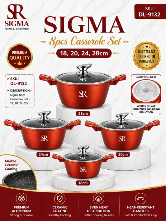 Sigma 4-Piece Casserole Set with Lids, Copper, 18-20-24cm, SKU DL9132