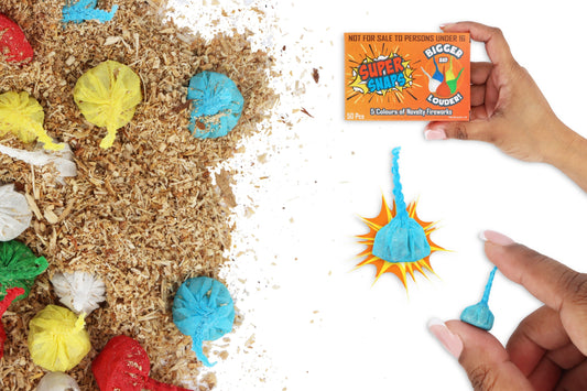 Retro Toys Outdoor 2x Louder Coloured Fun Super Snaps Bangs Box of 24 Packs Assorted Colours X39137 (Parcel Rate)