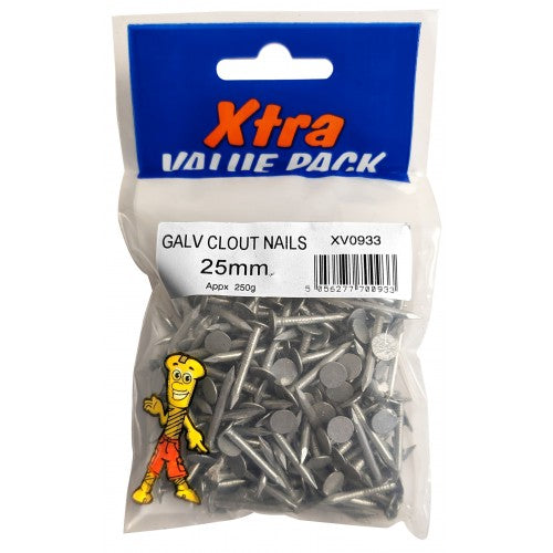 25mm Galv Clout Nails 250G Xtra Value 0933