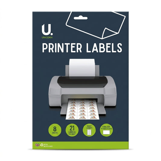 Printer Labels, 8 Sheets of 21 Labels 30x22x2cm 110g SKU P2569