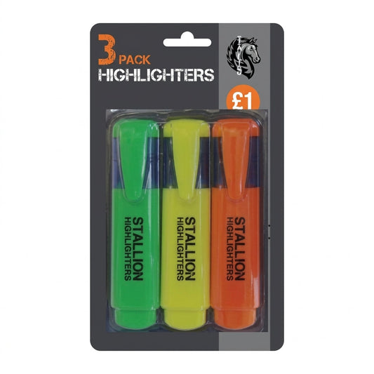 3pk Highlighters 18.5x8.5x1.5cm 59g SKU A2409