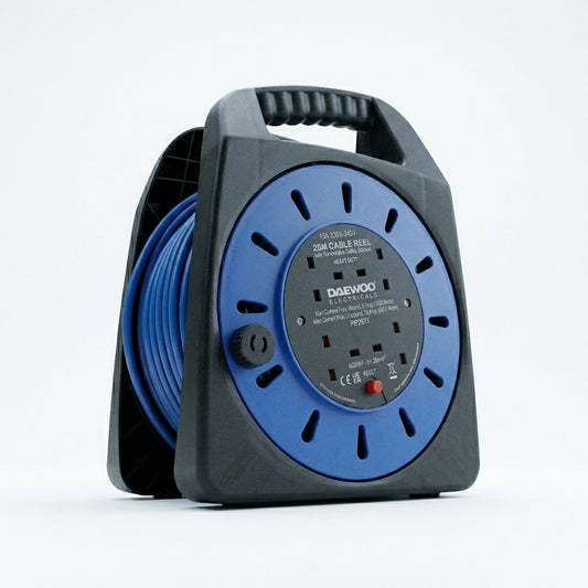 4 Gang Extension Reel with 25 Metre Cable – Heavy Duty Handbag Reel, SKU EXT1035