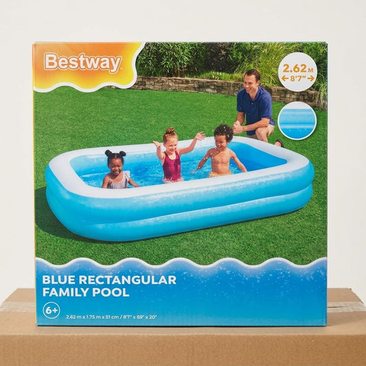 Blue Rectangular Family Pool 262x175x51cm 778L – Bestway SKU 54006