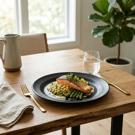Black Dinner Plate 28cm, 211g – Durable Tableware Essential, SKU 8193