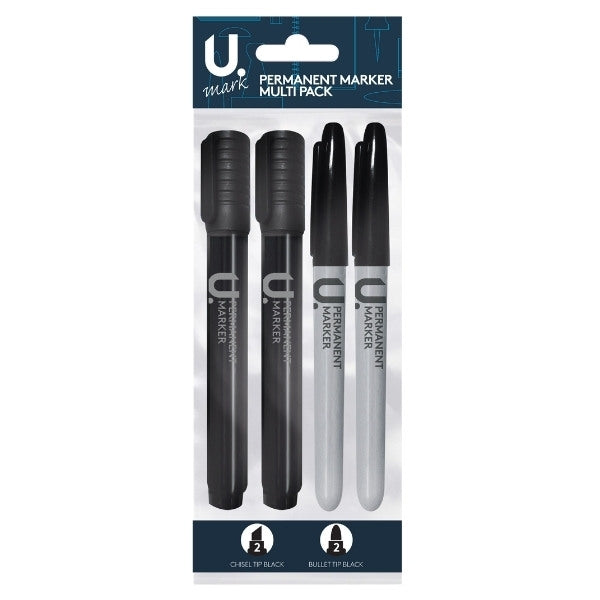 Multi Permanent Marker Pack 2 Chisel Tip 2 Bullet Tip P2900
