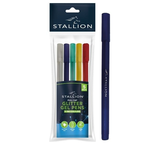 Glitter Gel Pens 5pk Assorted Colours P3060