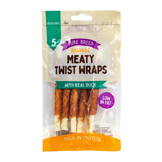 Pet Dog Treats Meaty Twist Wraps with Real Duck 5 Pack Duck Flavour 317607 (Large Letter Rate)