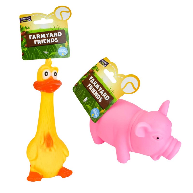 Pet Dog Toy Squeaky Farmyard Animal Duck / Pig Assorted Designs 322535