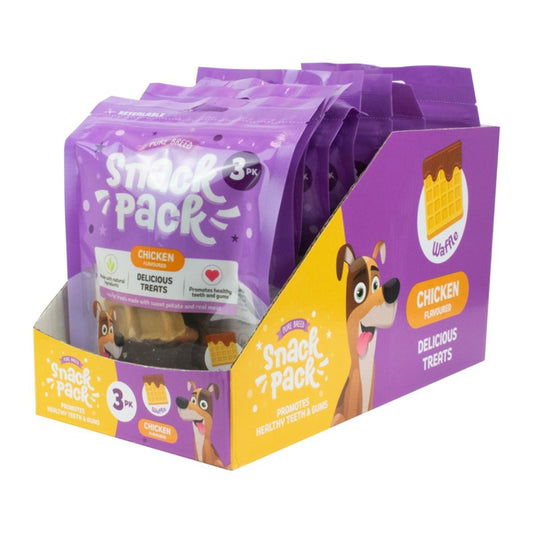 Pet Dog Treats Delicious Waffle Chew Snack Pack of 3 Chicken Flavour 324114 (Parcel Rate)