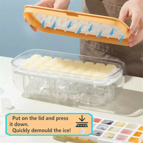 Plastic Freezer Ice Cube Tray Maker with Storage Box 16 x 29cm Assorted Colours 6705 (Parcel Rate)