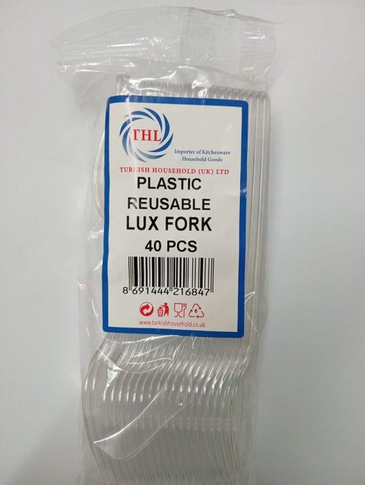 Plastic Clear Disposable Party BBQ Forks 40 Pack 17cm THL1684 (Parcel Rate)