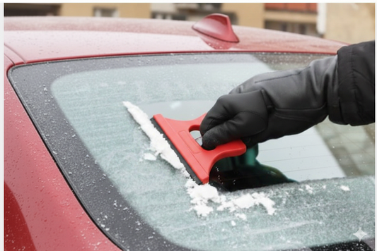 Car Vehicle 2 in 1 Window Ice Frost Scraper and Rain Stain Remover 14 x 8.5cm Assorted Colours 7465