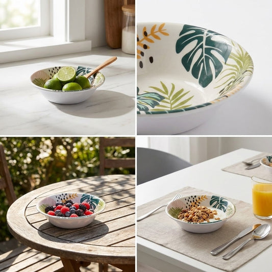 Plastic Bowl with Assorted Flower Design 17cm 173g - Model 8189