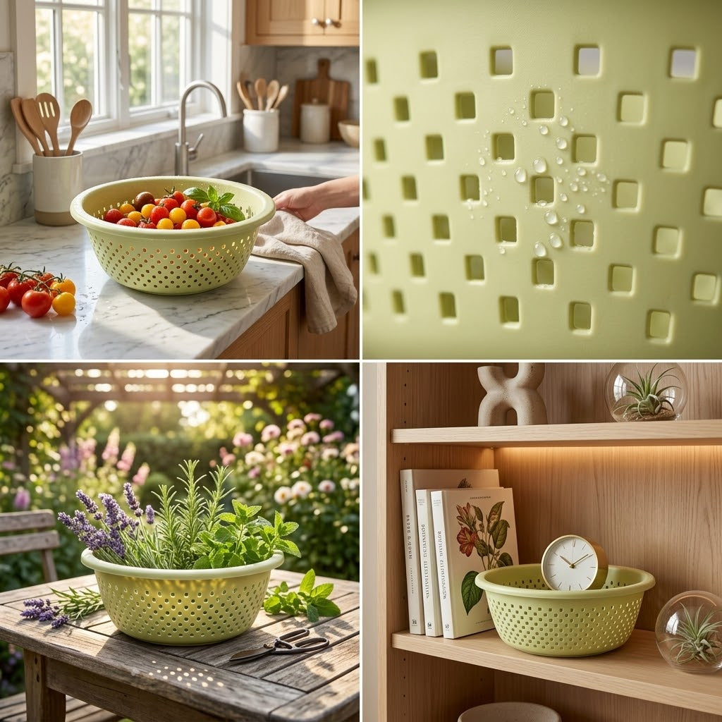 Plastic Drainage Bowl 23cm 82g Assorted Colours SKU 8182